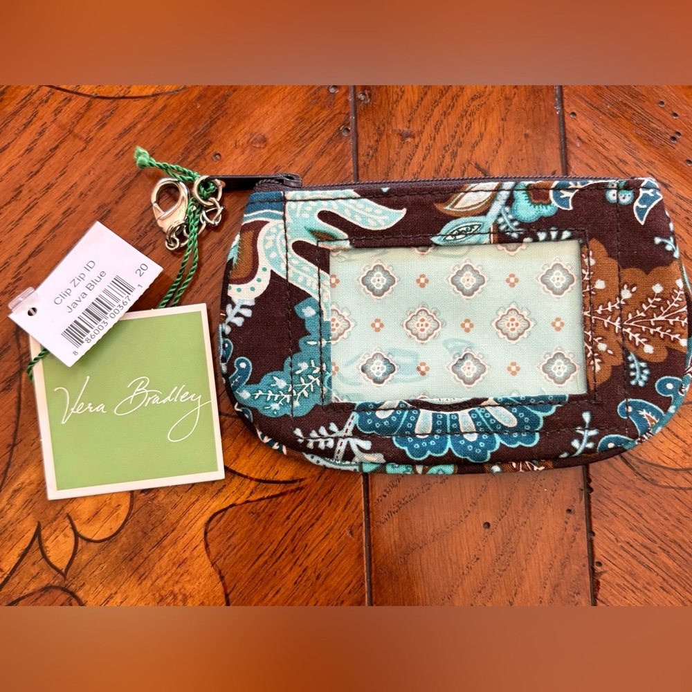 Vera Bradley Java Blue Clip Zip ID NWT